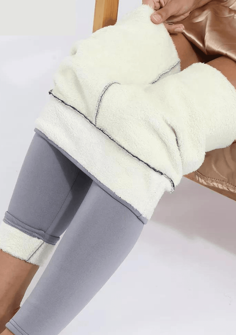 Calça Legging Feminina Com Forro de Lã de Cordeiro Inverno